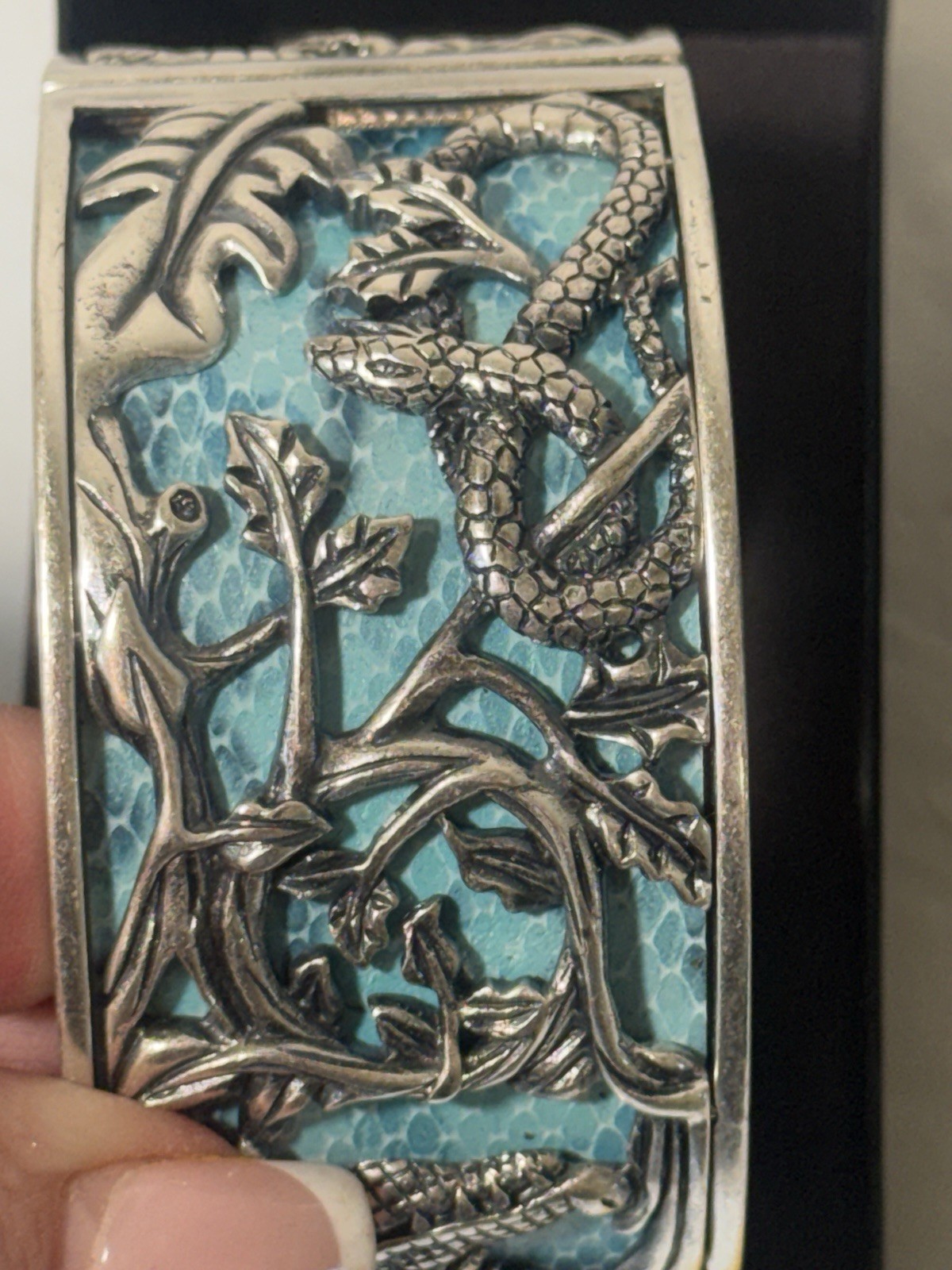 Chi By Falchi Garden Of Eden Silver tone Reptile Cuff Watch bangle BRACELET NEW