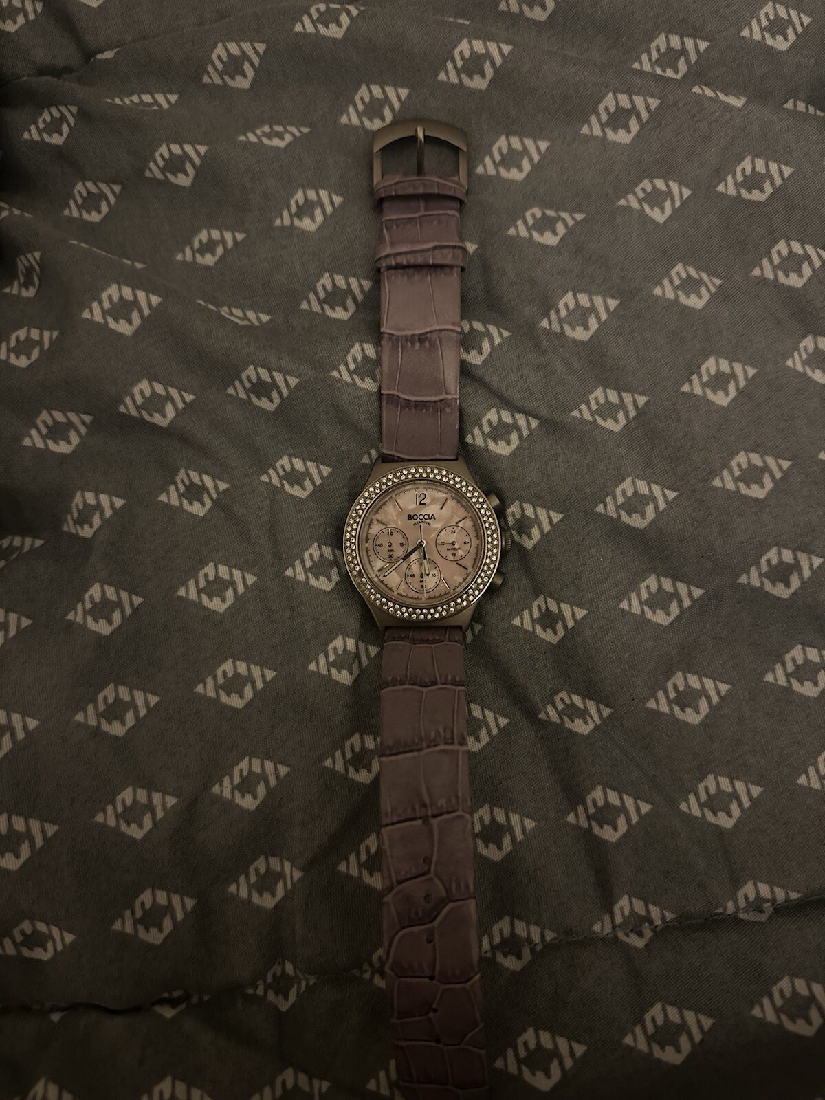 Women’s Boccia Leather Watch CZ Dial Purple Titanium
