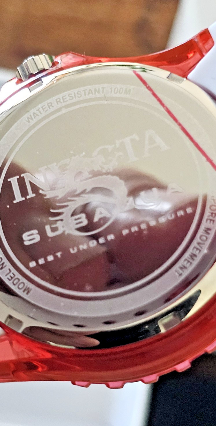 New Invicta Subaqua Men’s Watch 44mm, Clear Red & White Water Resistant