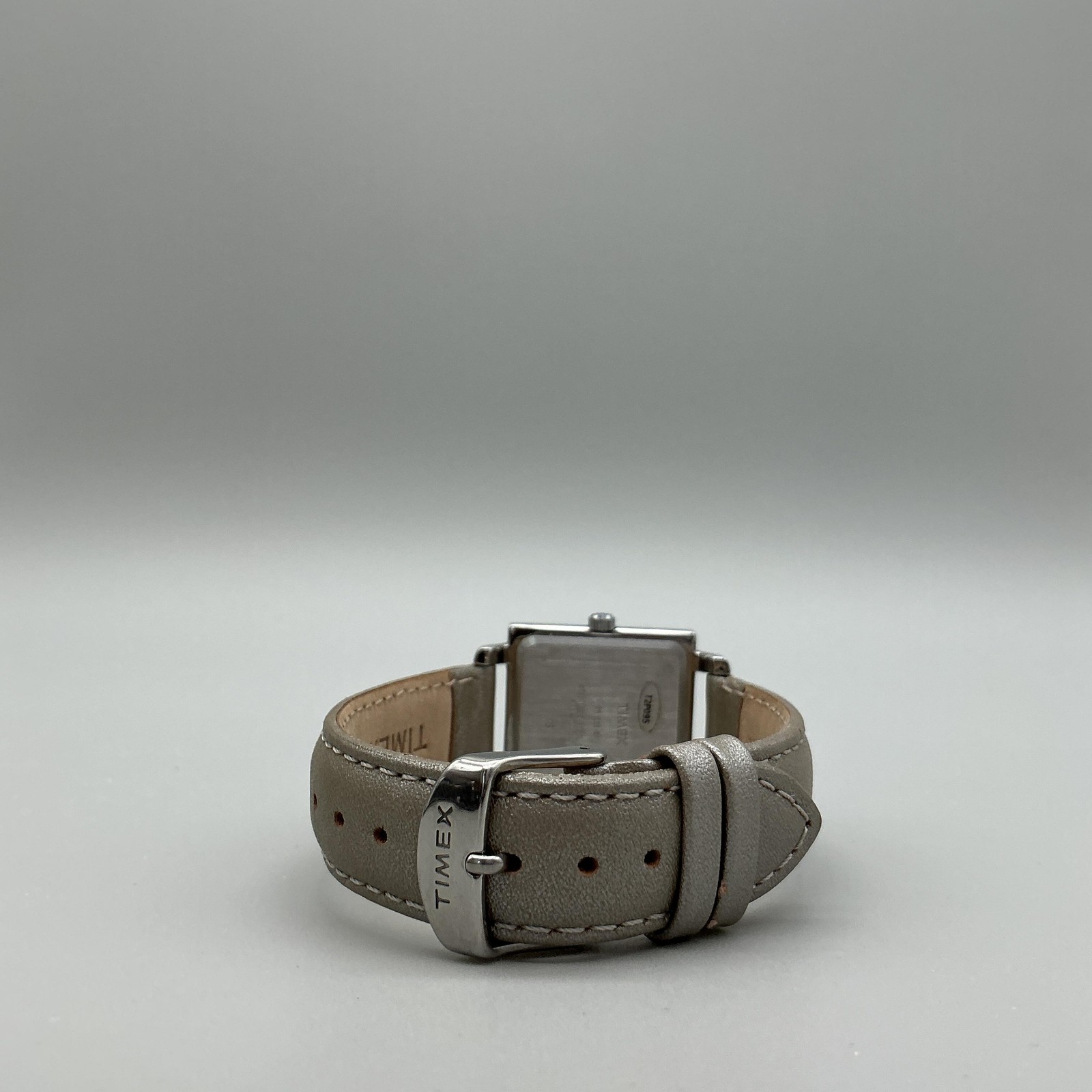 Timex Womens Watch 28mm Silver Tone Gray Leather T2P095 Square Dial