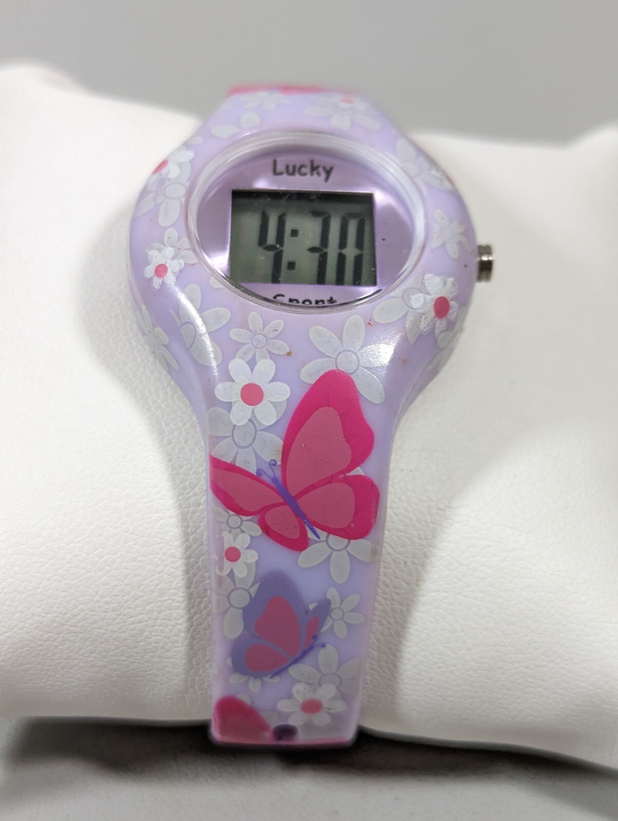 Lucky Dingbats Digital Day Date Pink Purple Butterfly Silicone Band Watch