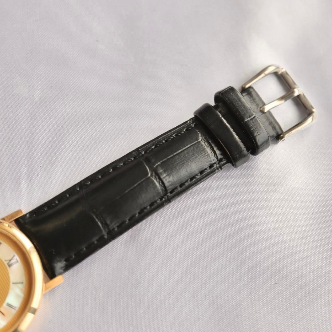 BURBERRY Quartz 34mm Gold Shell Roman Dial Black Strap Mens Watch