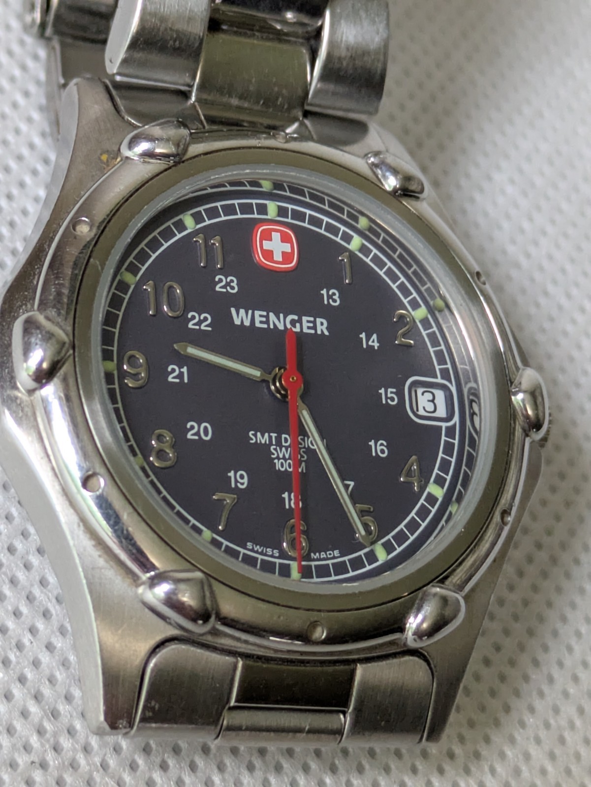 Wenger Swiss Quartz Watch Men 24hr / Date Military Dial