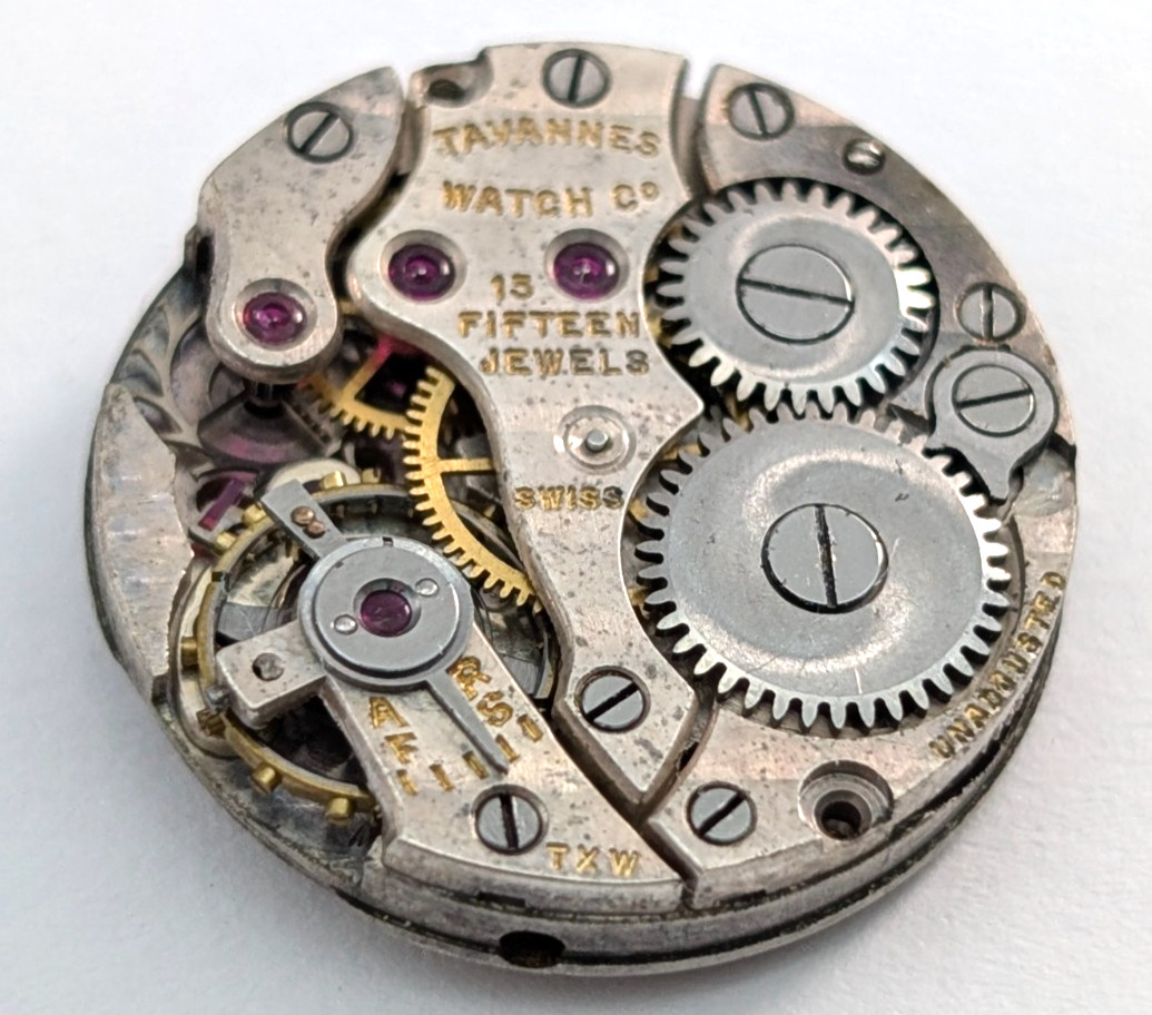Vintage TAVANNES 15 Jewels Petite Ladies 17mm Swiss Watch Movement PARTS REPAIR