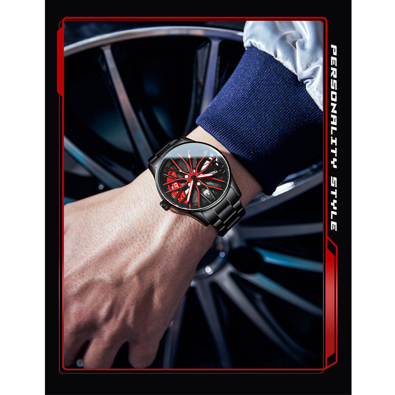 OLEVS Wheel Men’s Luxury Watch Waterproof Rotary Sport Car Rim Man Watch High