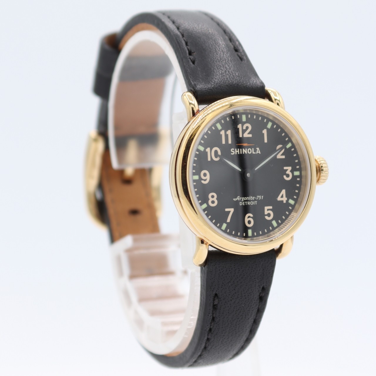 28mm Shinola Runwell Black Ladies Quartz Wristwatch Argonite-751