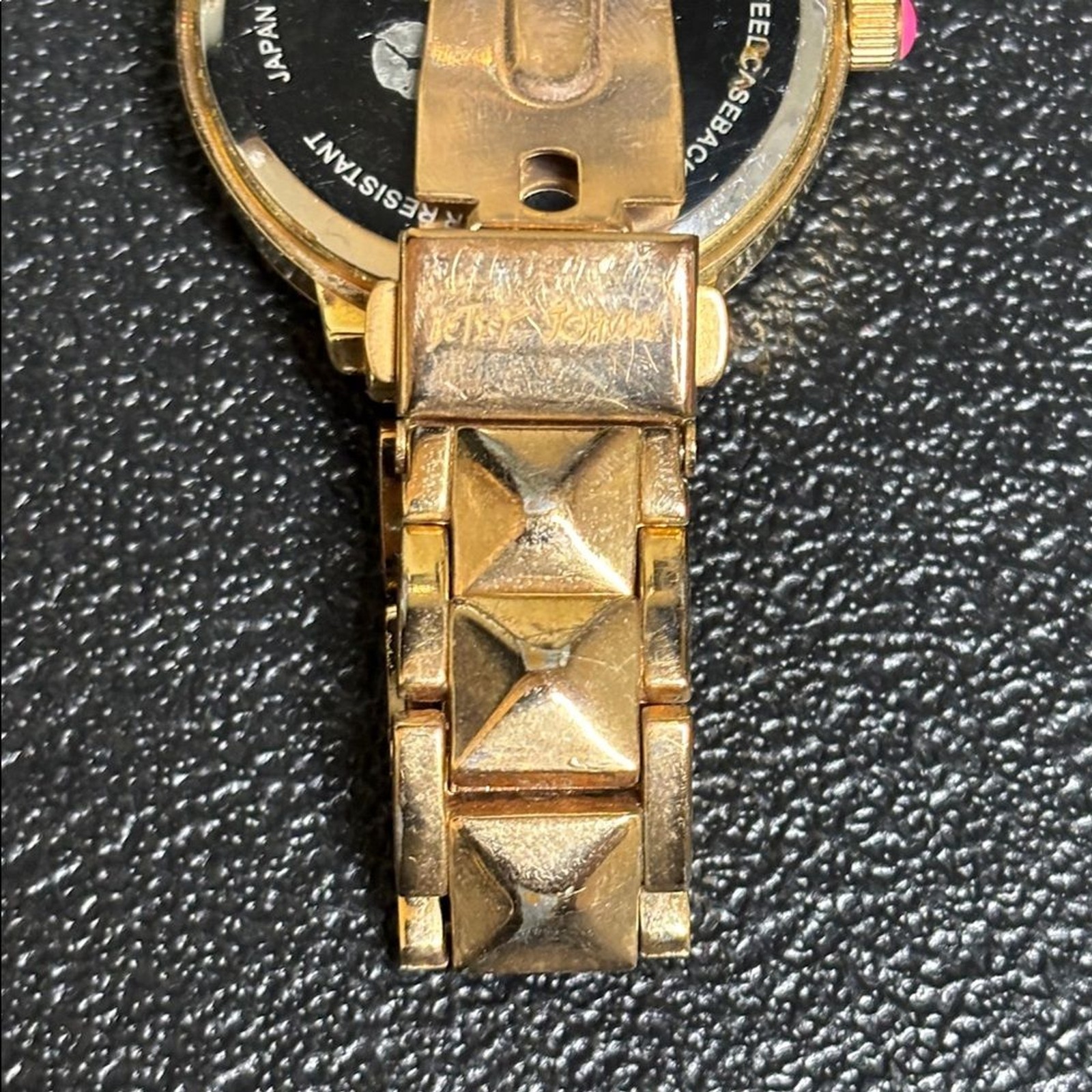 Betsey Johnson Gold Tone Stud Rhinestone Watch WORKING