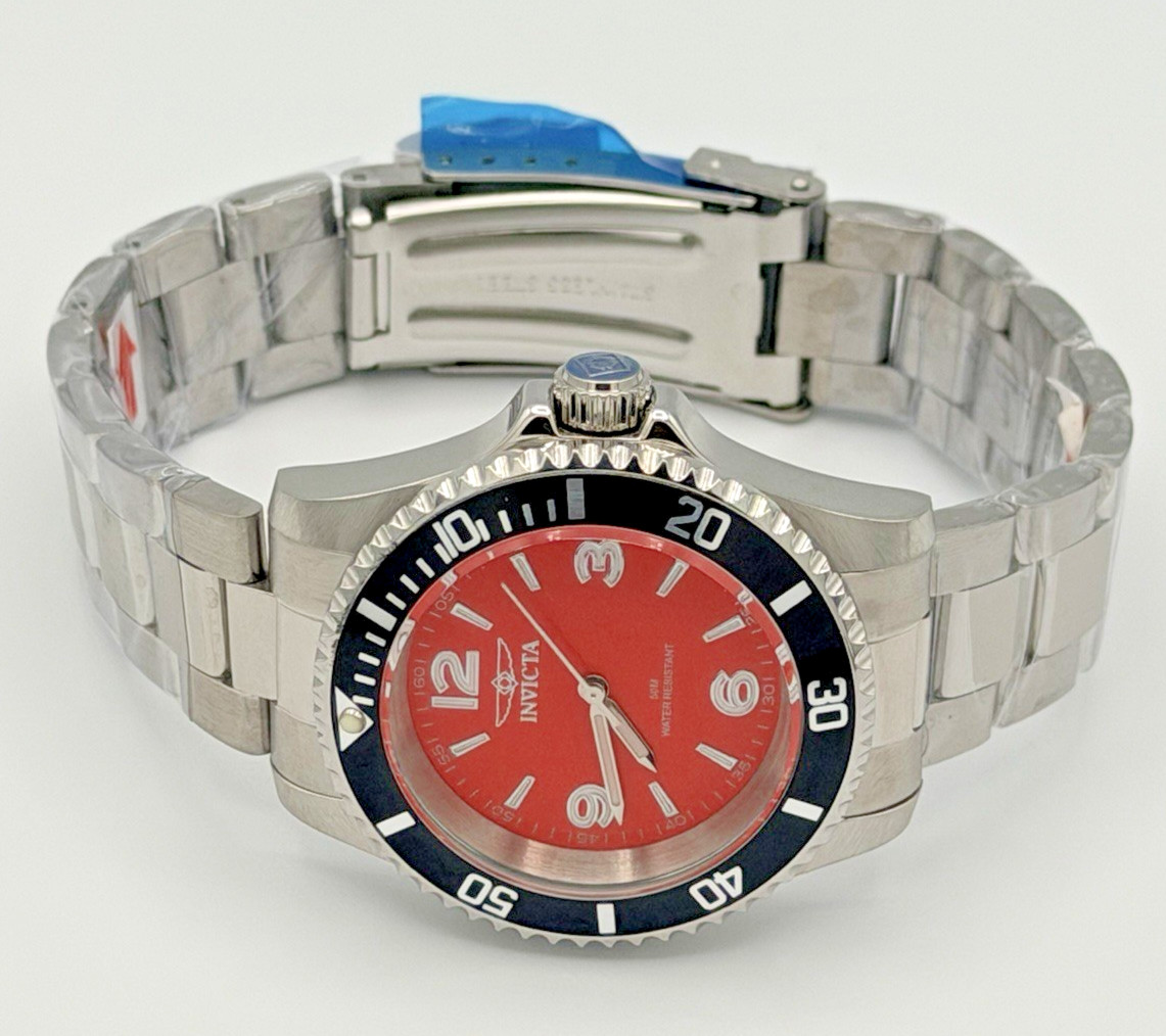 Invicta Specialty Rowan Men’s 40mm Watch Silver Red Black Stainless Steel 49350