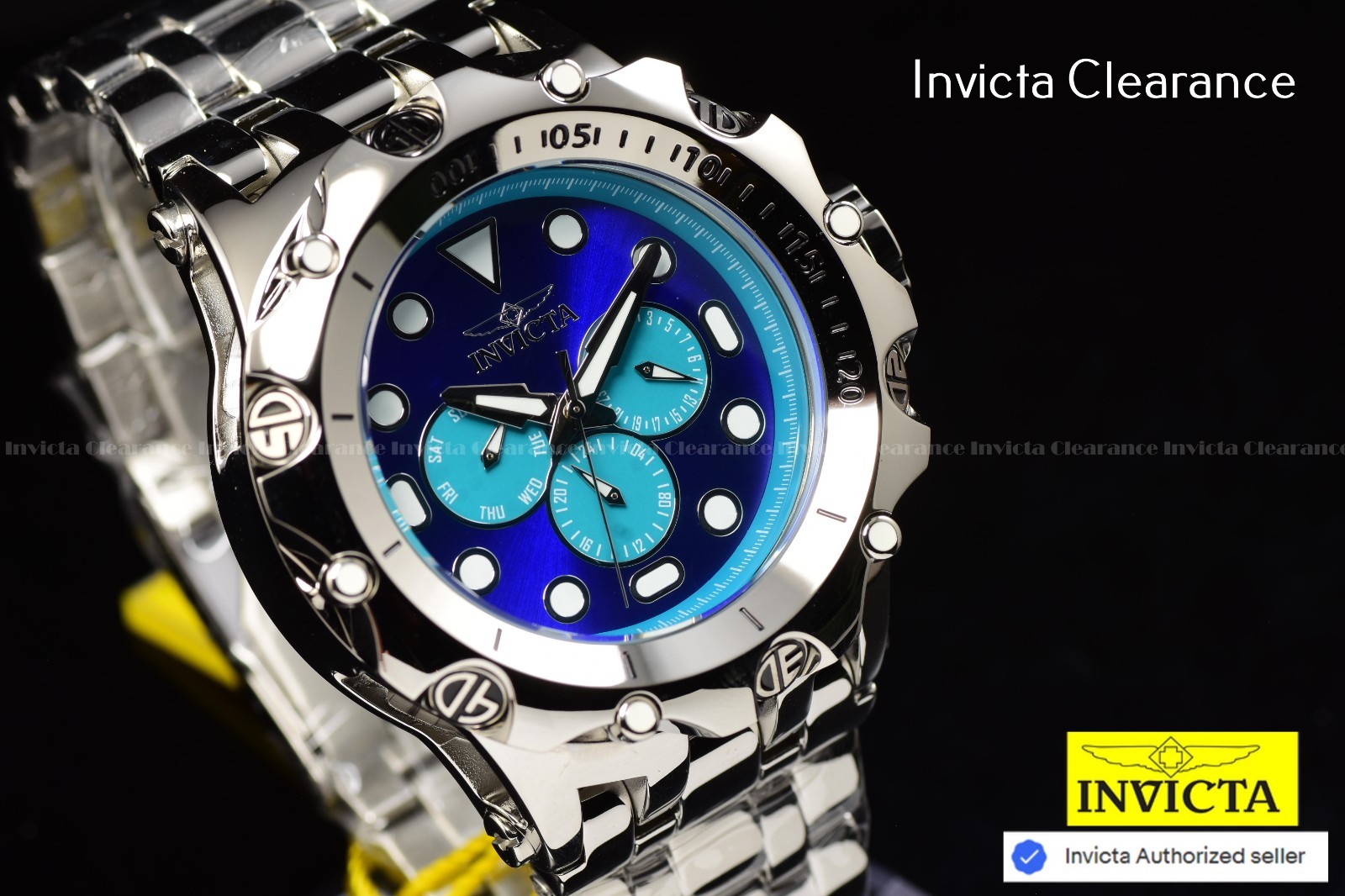 Invicta Reserve Venom FUSION Quartz Turquoise Dial Men’s High Polish SS Watch