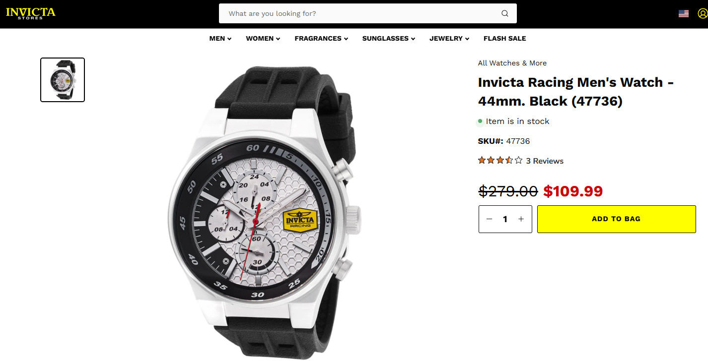 Invicta Special Edition Replica Racing Car w/ Invicta 44mm Watch (47736) Bundle
