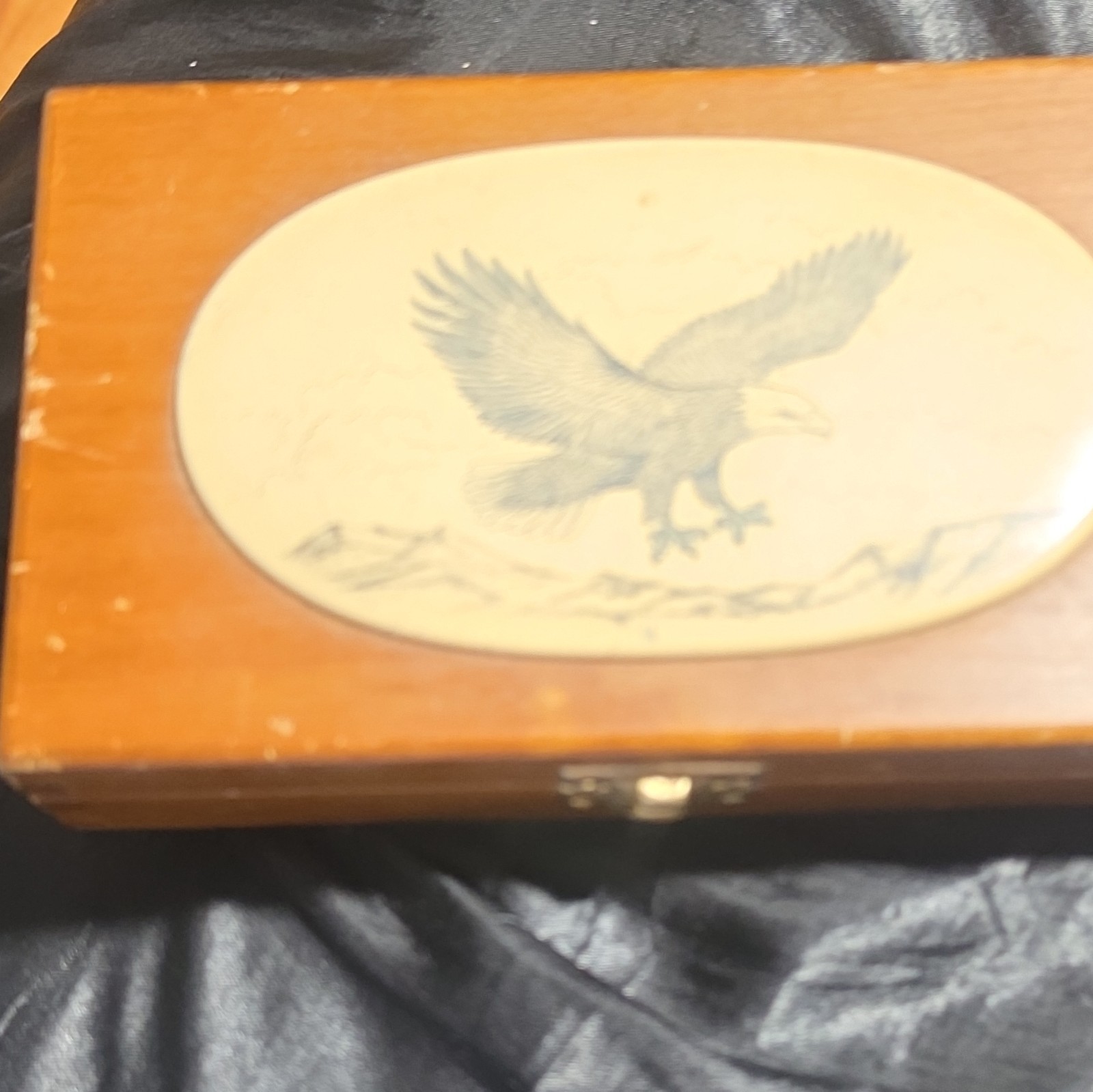 Colibri Swiss Quartz Full Hunter Eagle Pocket Watch Gold Dial w/ Chain & Box