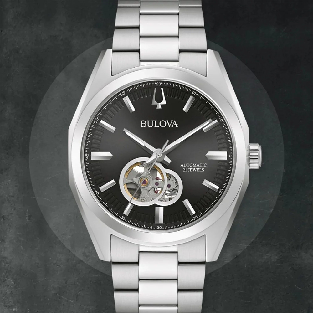 BULOVA Surveyor 96A270 Classic Automatic 42mm Black Dial Watch New with Box
