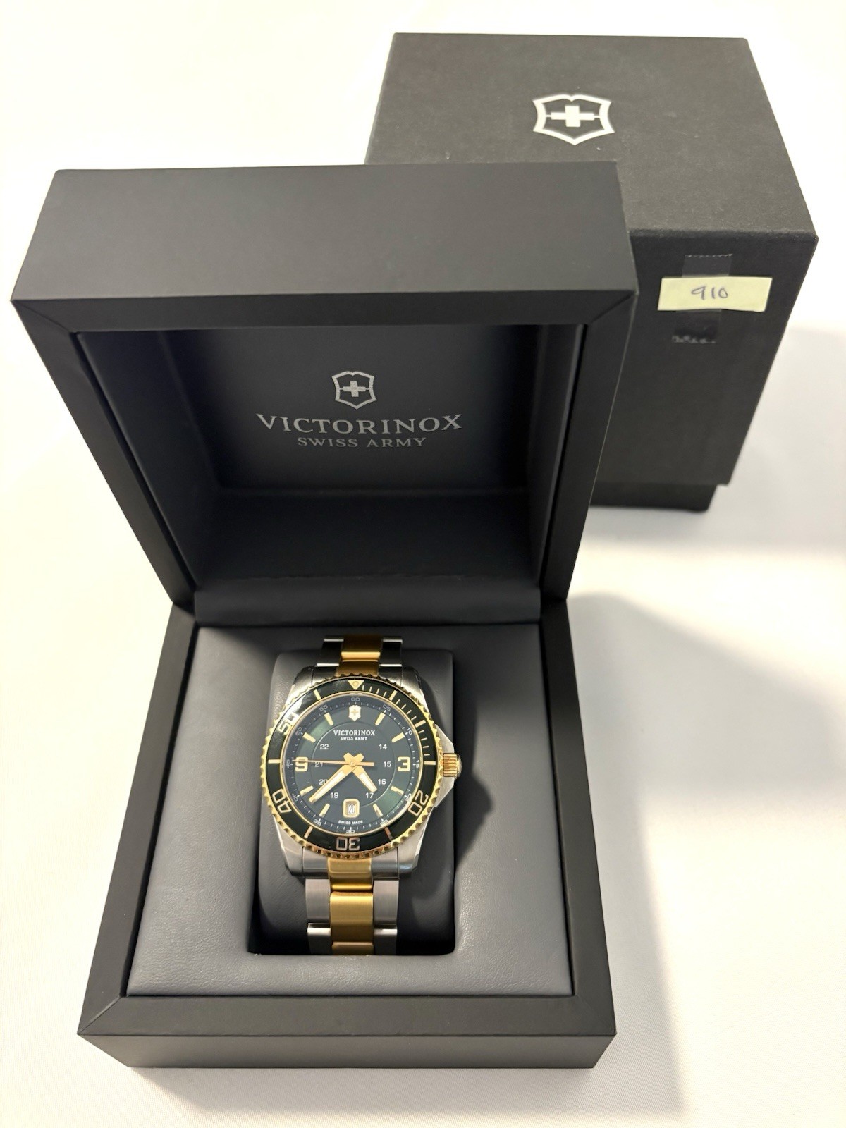 Victorinox Swiss Army Maverick GS Mens Watch 241605 Green Dial Two Tone Steel