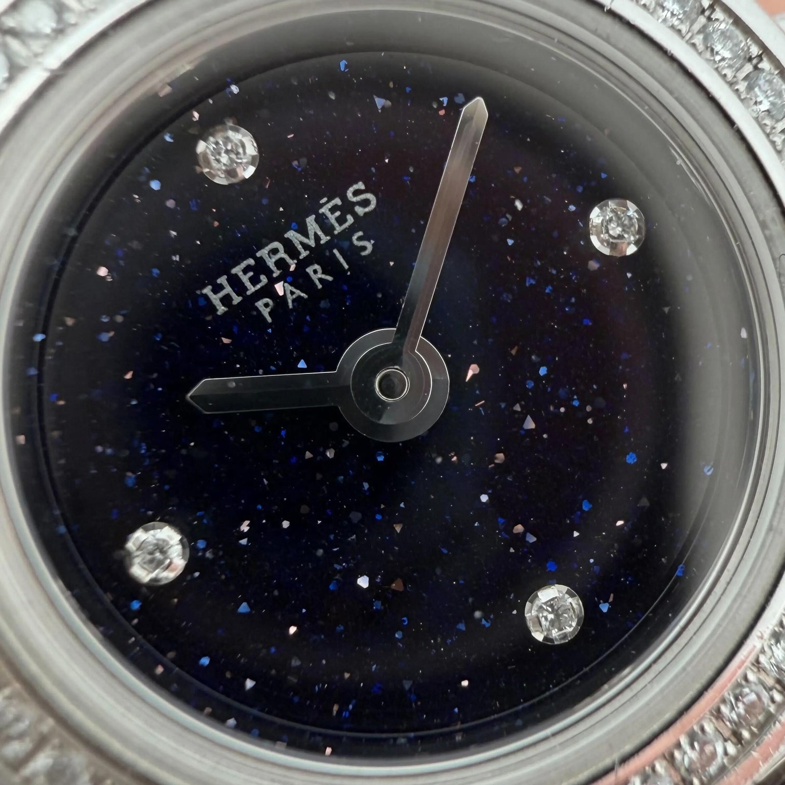 Hermes W049640WW00 Faubourg Joaillerie 16.3 Blue Aventurine Dial 18K Gold Watch