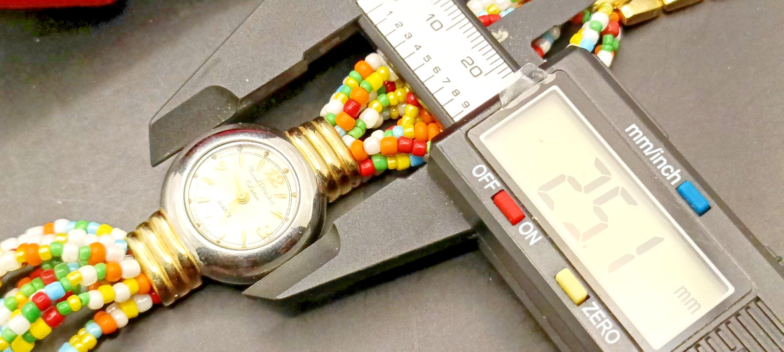 MARCEL DRUCKER Ladies Multicolour Multi Strand Gemstone Beaded Watch-VGC/Working