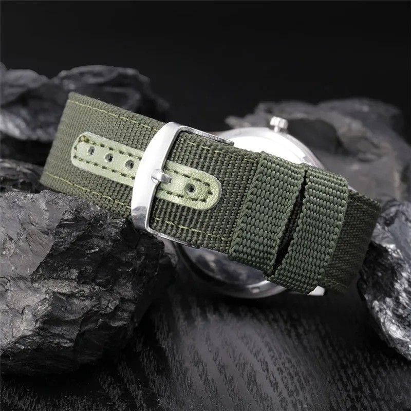 Army Field Watch Gift Men Luminous 24 Hour Nylon Strap Quartz Sport
