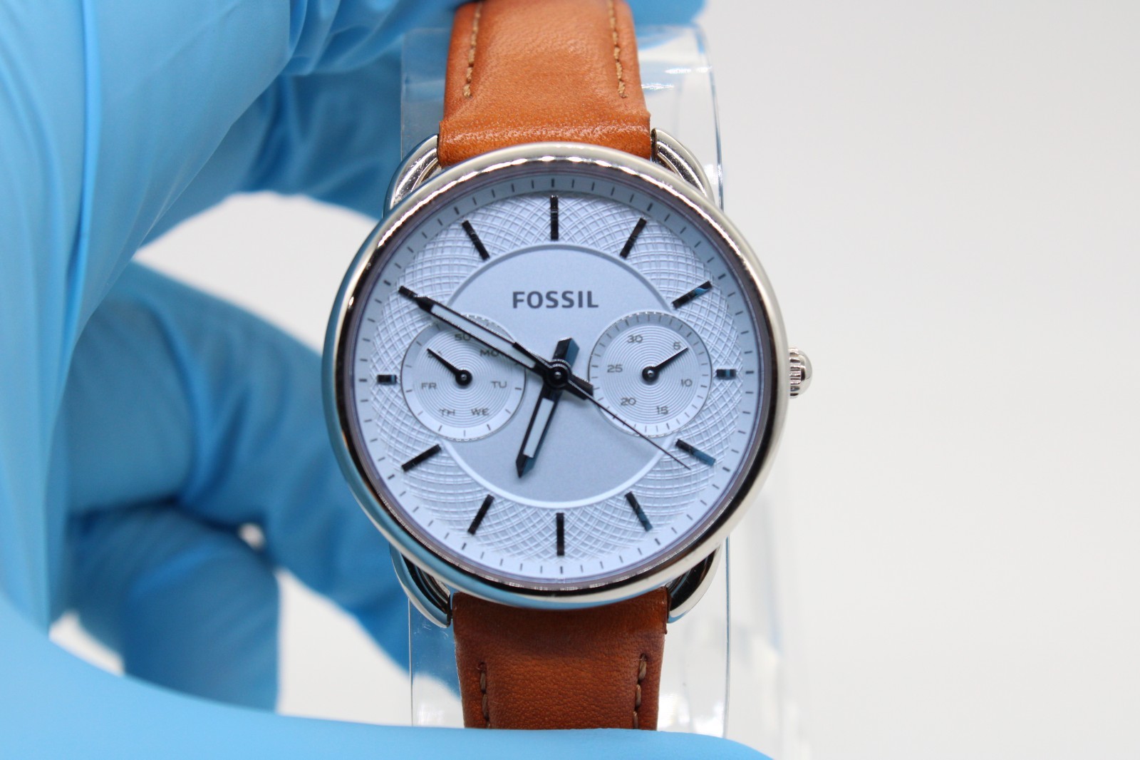 Fossil Womens Watch Blue Gray Dial Day Date Sub-Dials New Battery ES3976 35mm