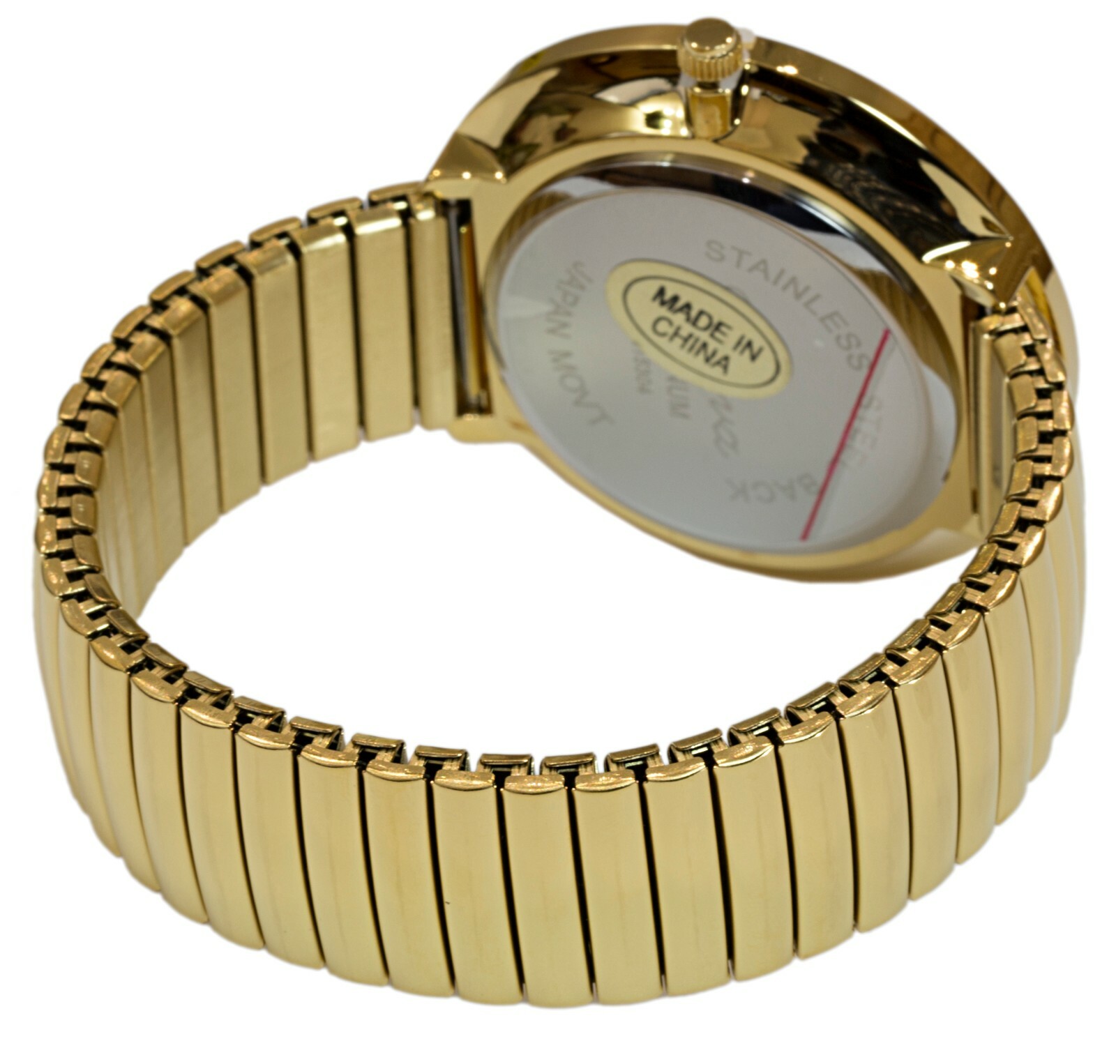 Gold Super Large Size Round Face Stretch Band Easy to Read Geneva Women’s Watch