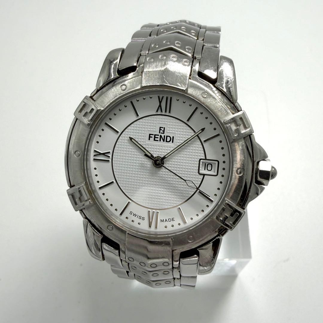 Fendi 3500G Men’s Quartz Watch Silver Zucca Roman Dial Japan 071771