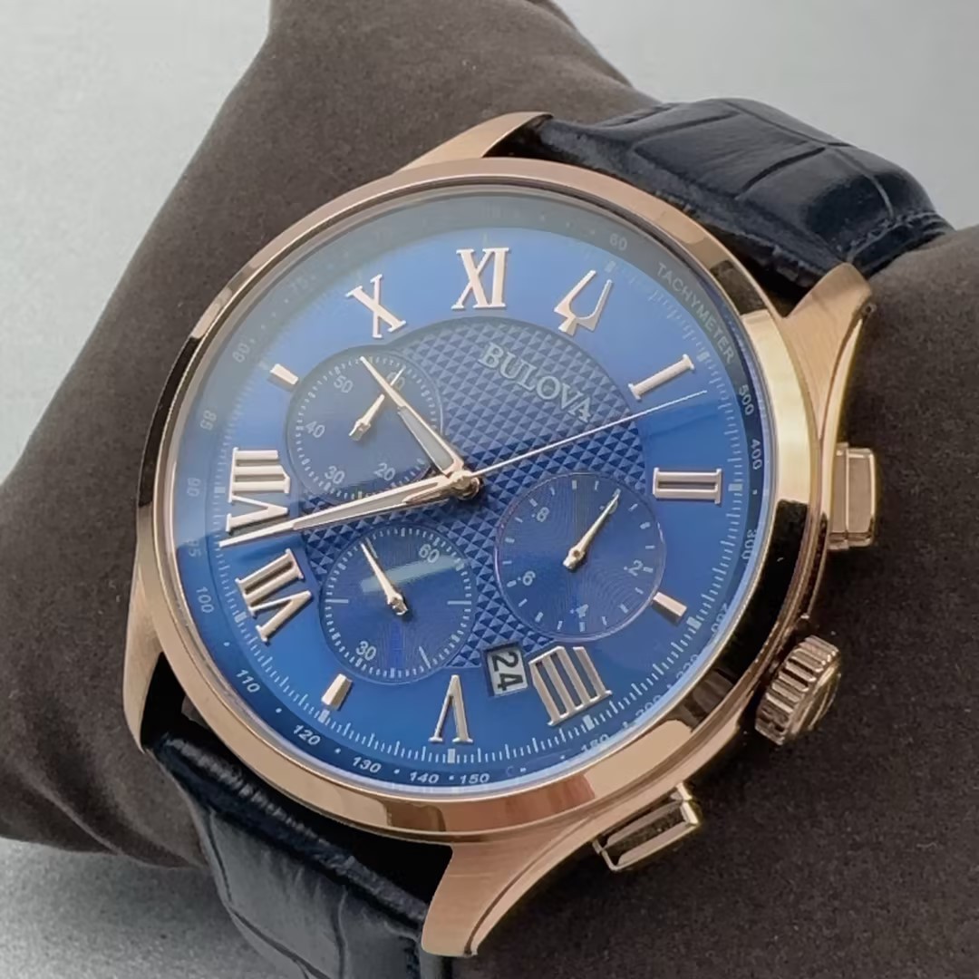 Bulova Wilton 97B170 Classic Blue Dial Chronograph Quartz Men’s Watch 46.5MM