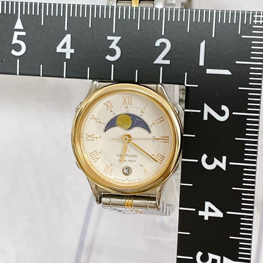 CITIZEN Lighthouse Moon Phase Quartz Vintage Watch Gold Silver Tone 6085