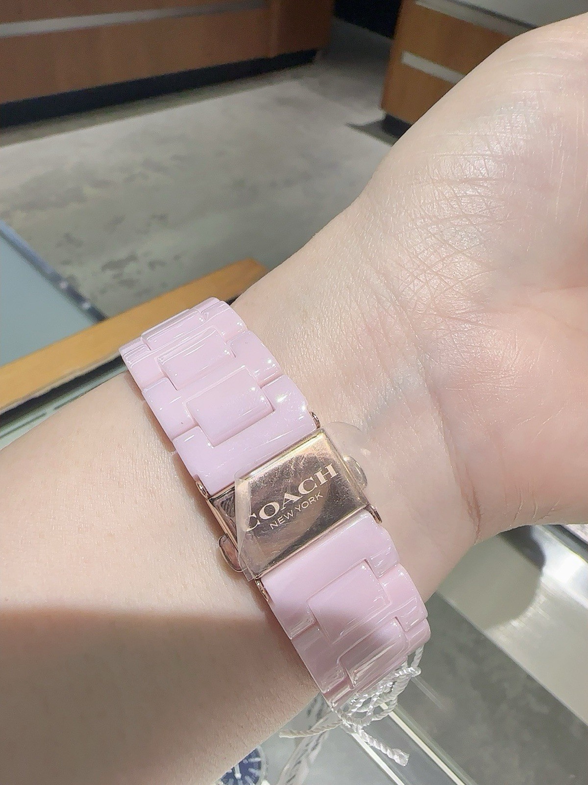 Coach Watch 38mm 14504482 Pink Ceramic Round Tonneau Shaped