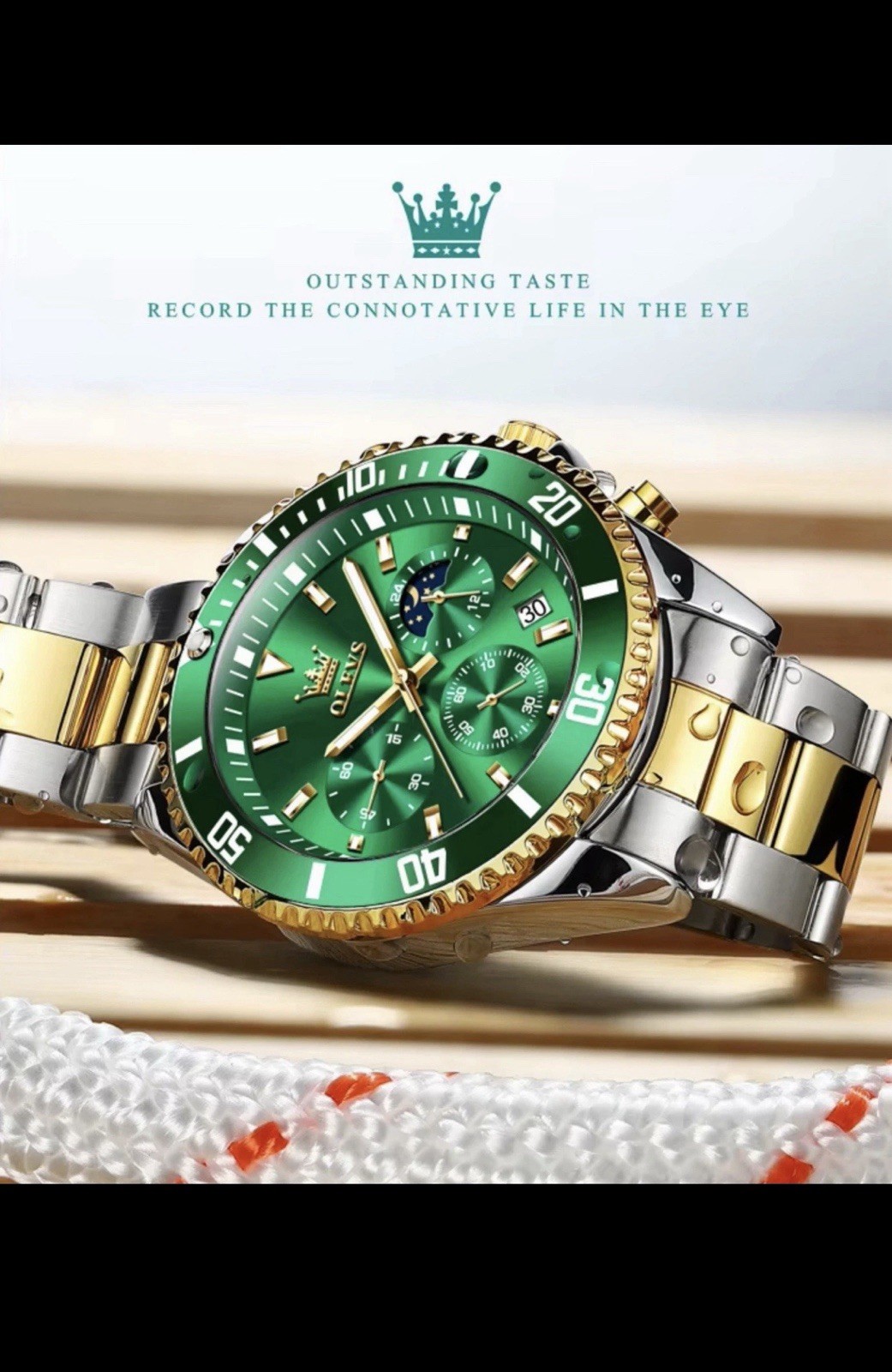 OLEVS Men’s Luxury Quartz Chronograph Diver Watch 30M Waterproof Stainless