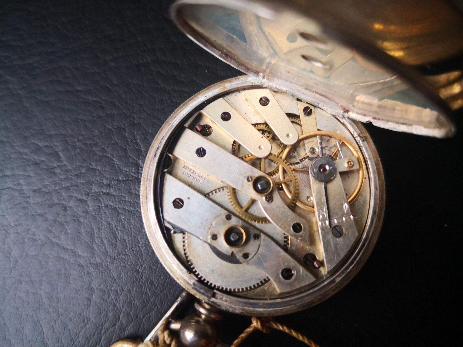 Silver Cased Milleret Geneve Key Wound Cylinder Pocket Watch -Working