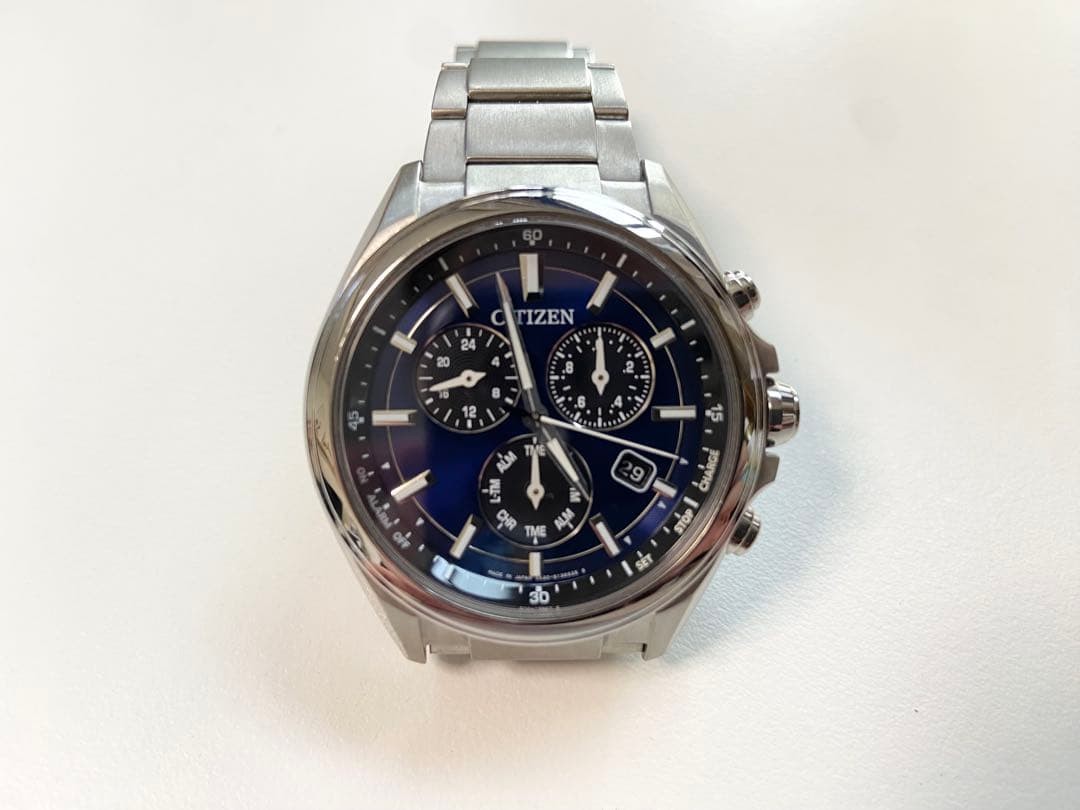 CITIZEN ATTESA E820-S096081 Watch Solar Blue Mens Titanium Case Analog Used