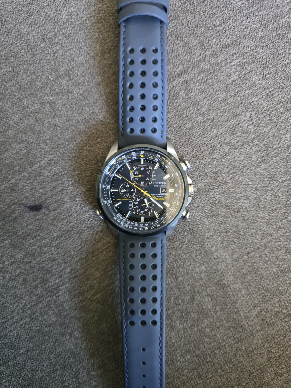 Citizen Eco-Drive Radio Controlled Chronograph Watch Blue Strap