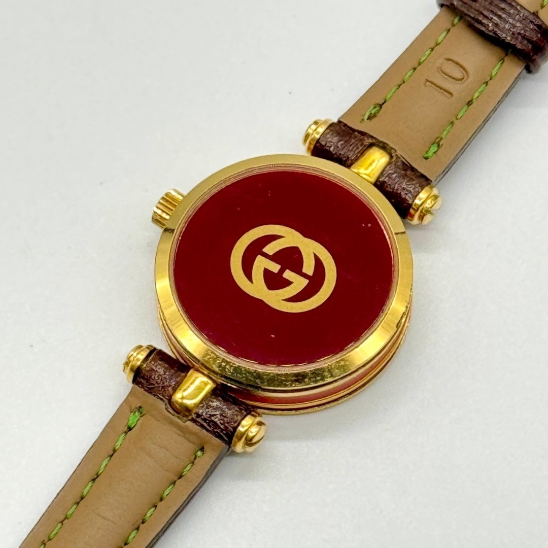 GUCCI Watch Sherry Line Ivory Dial Quartz 2 Hands with Box Working