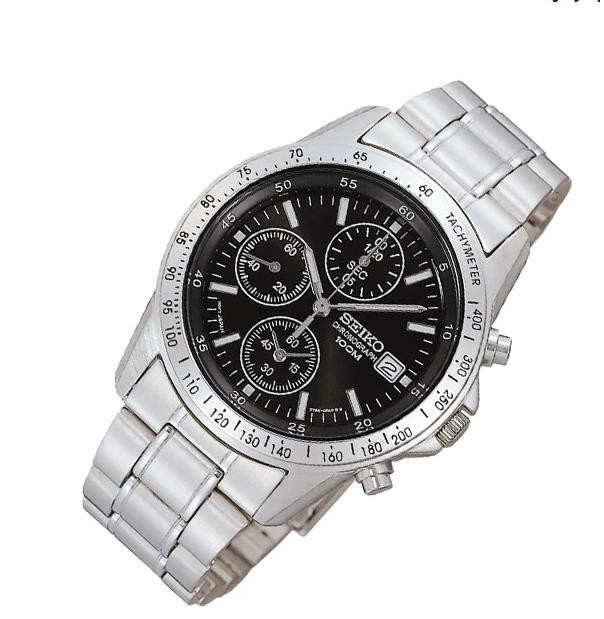 Seiko SND367PC Black Silver Chronograph Quartz Men’s Watch