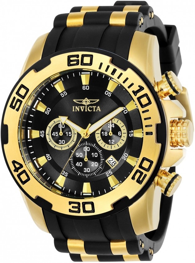Invicta Pro Diver SCUBA Men 22340 Chronograph Black Dial Silicone Strap Needs Ba