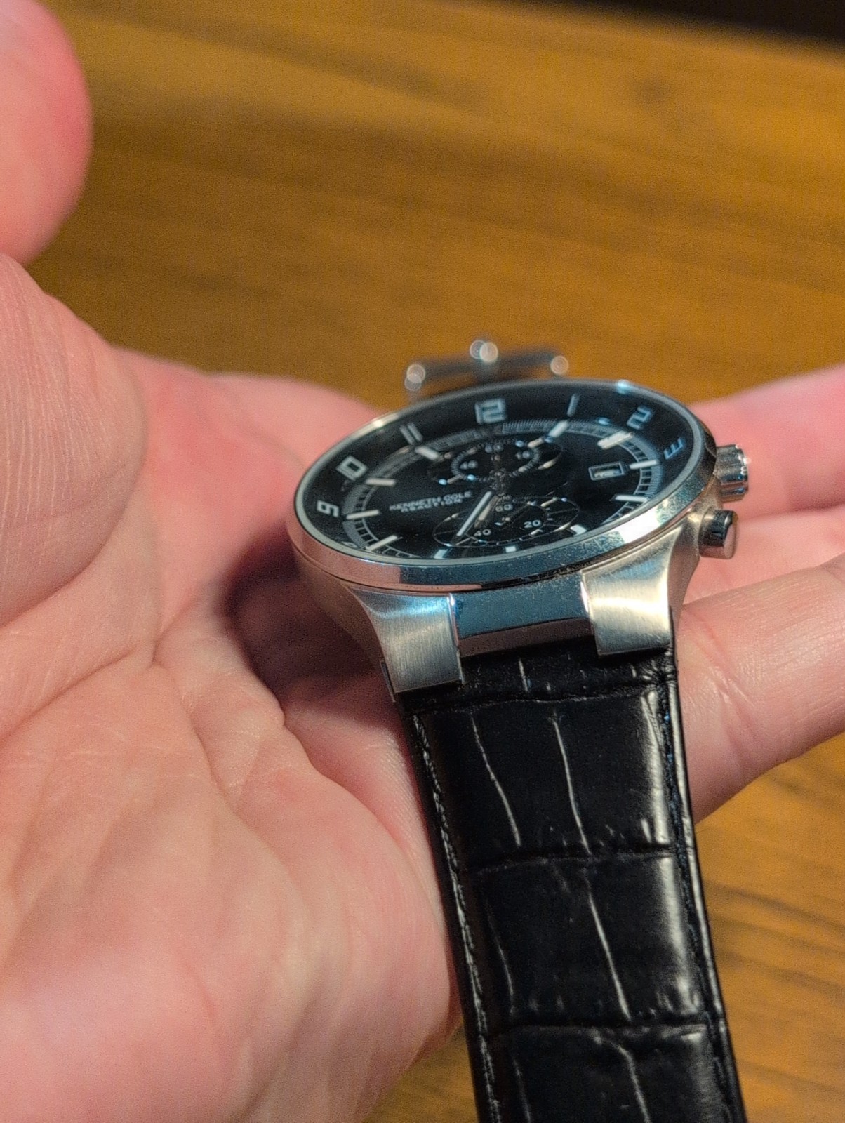 Kenneth Cole Reaction – New York KC1315 chronograph, black dial & leather Band
