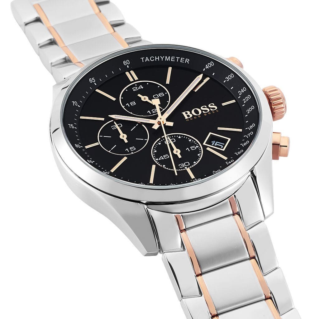 Hugo Boss Chronograph 1513473 Two-Tone Steel Black Dial Men’s Swiss Quartz Watch