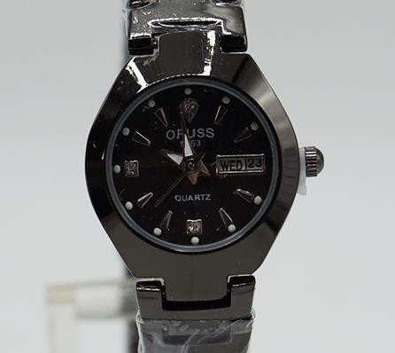 Ladies Oruss 1853 Black Dial Day Date Analog Quartz Watch New Battery