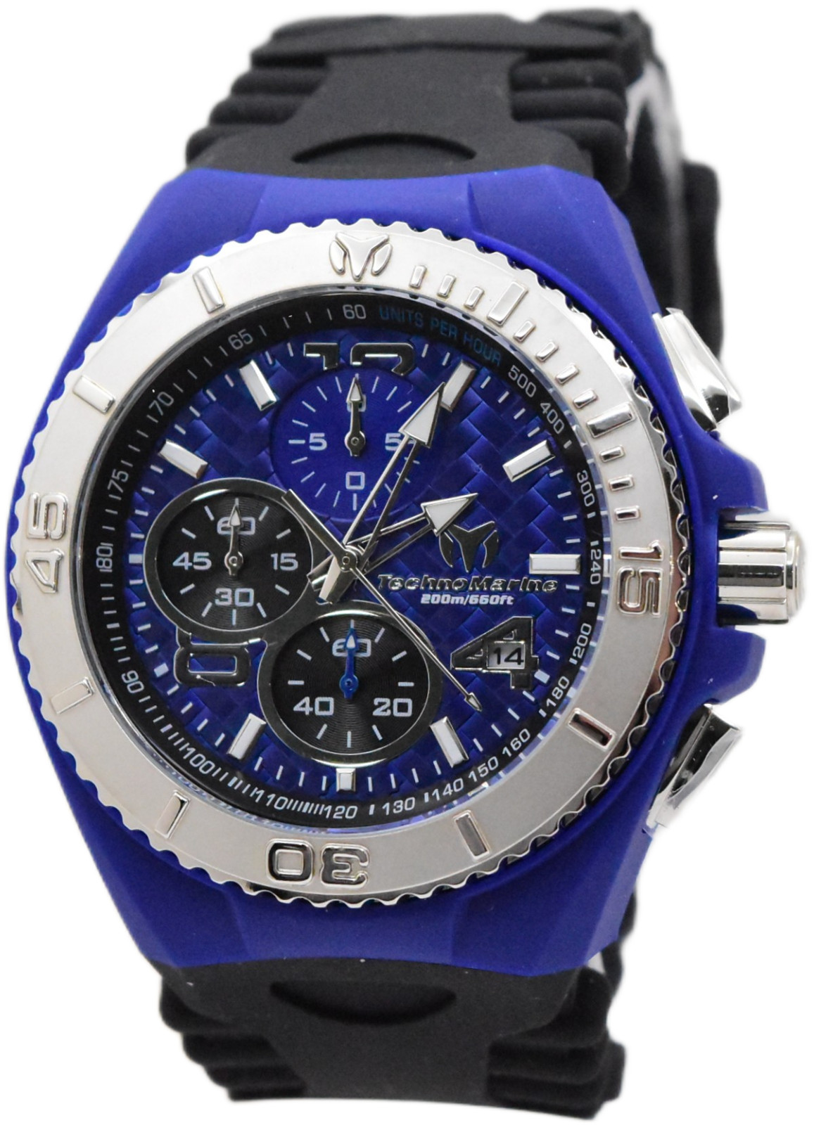 TechnoMarine Cruise JellyFish Men’s 46mm Blue Weave Dial Chrono Watch TM-115114