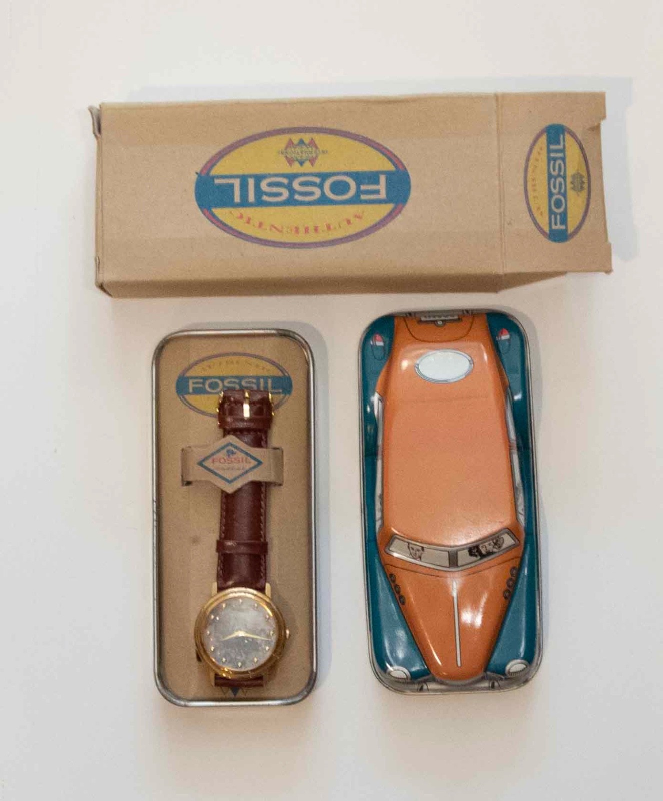 Fossil Coupe De Lux watch set, watch and original collectible packaging Untested