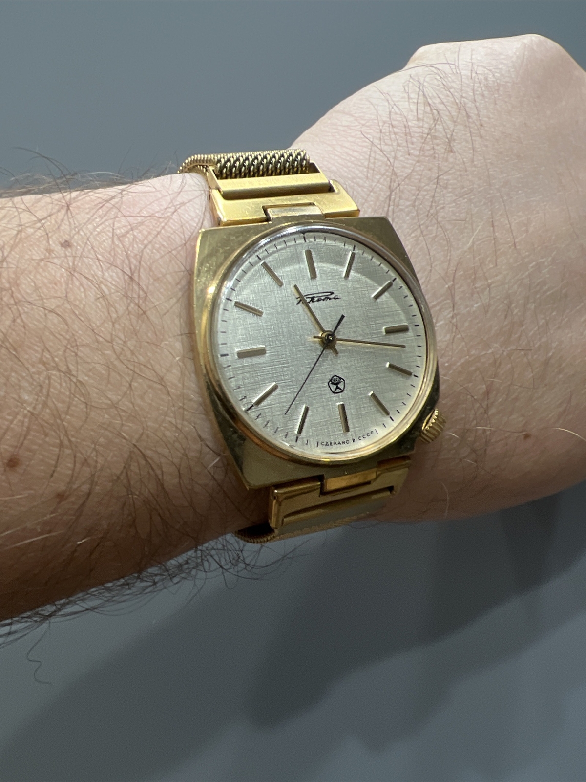 Vintage Watch USSR RAKETA “CANISTER” Mechanical 2609.HA key for 5 o’clock Gold