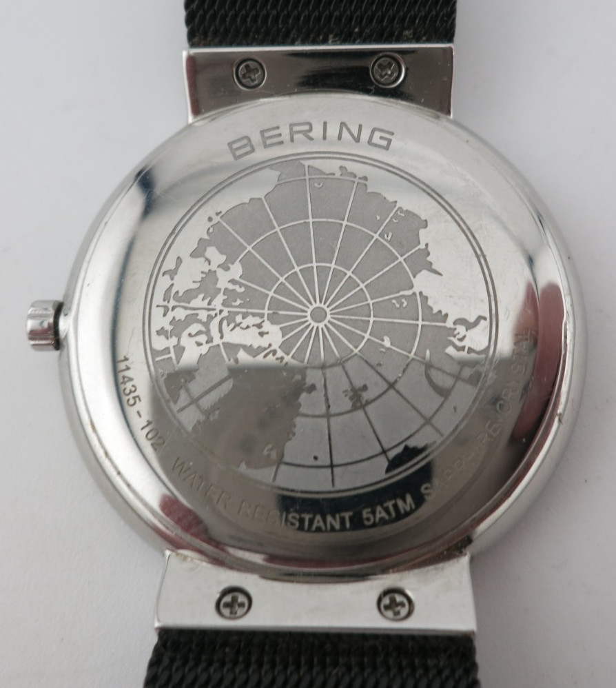 Bering Ceramic Black Stainless Steel Ladies Watch – 11435-102 – New Battery