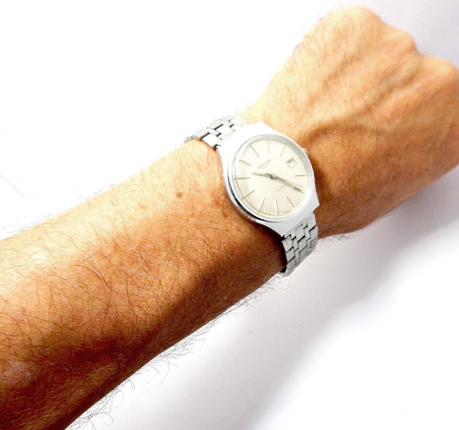 Watch RENIS Geneve 17 Jewels Hand Winding Case Steel Circa 1970 Men 37mm Working