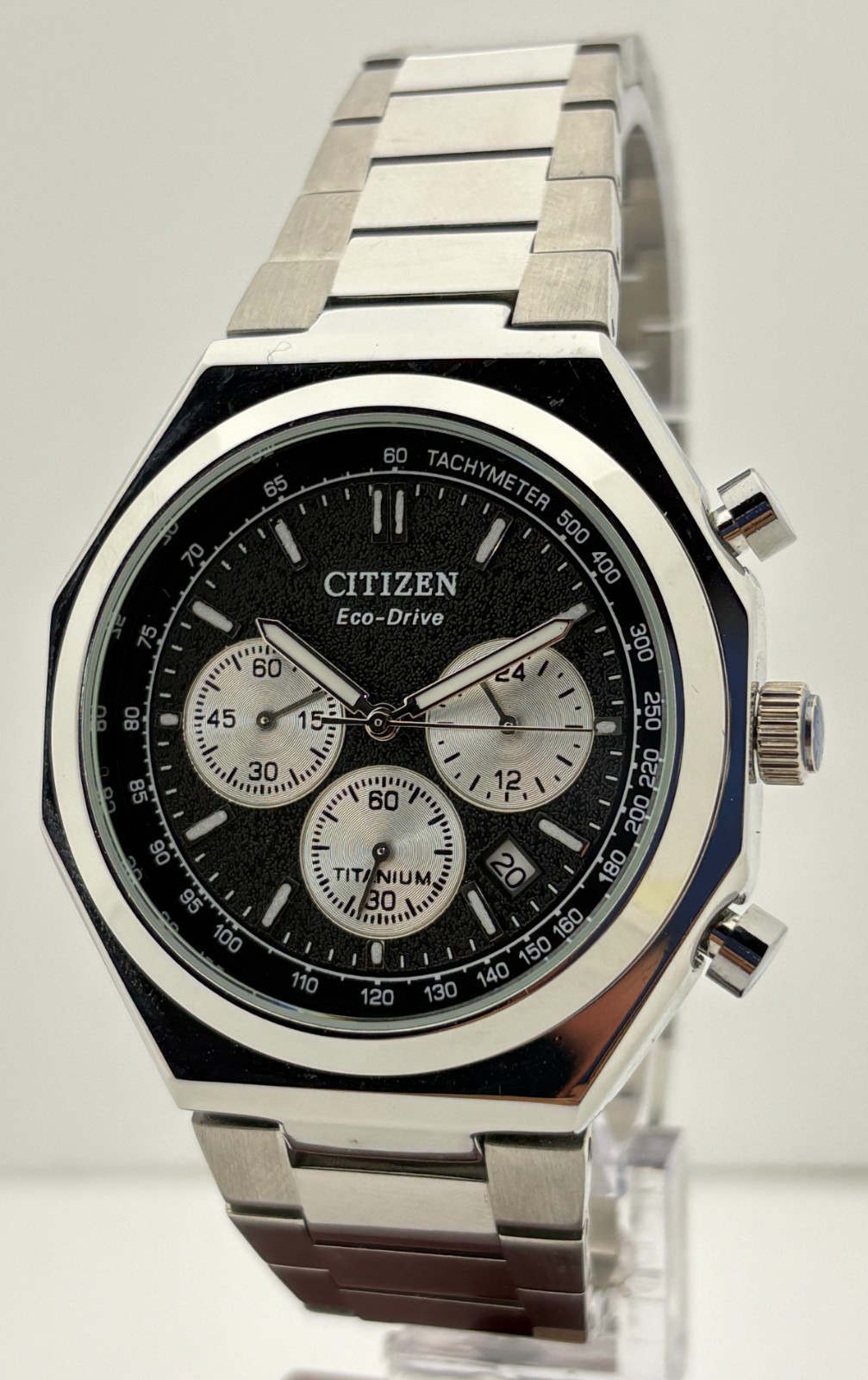 Refurbished Citizen Eco-Drive Chrono Quartz Black Dial Sub-Sec/Date Wristwatch