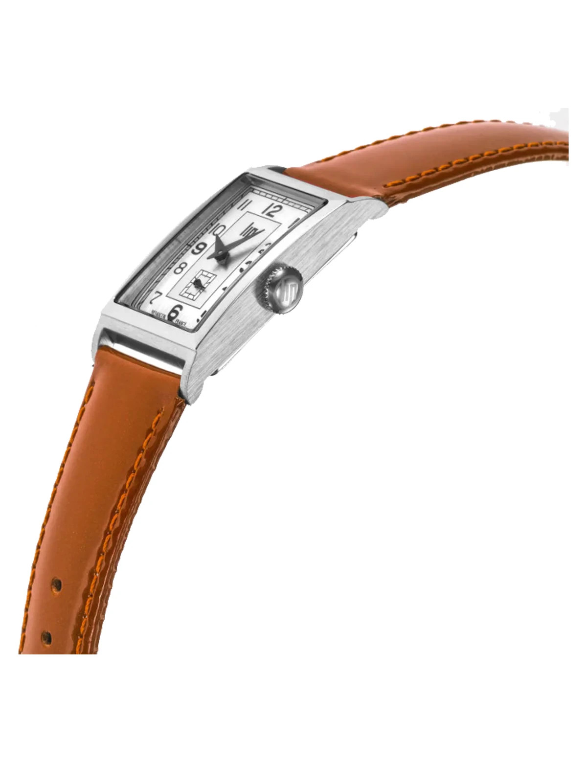 Lip T24 671276 Mens Brown Leather Strap Analog Silver Dial Quartz Watch 41.5 mm