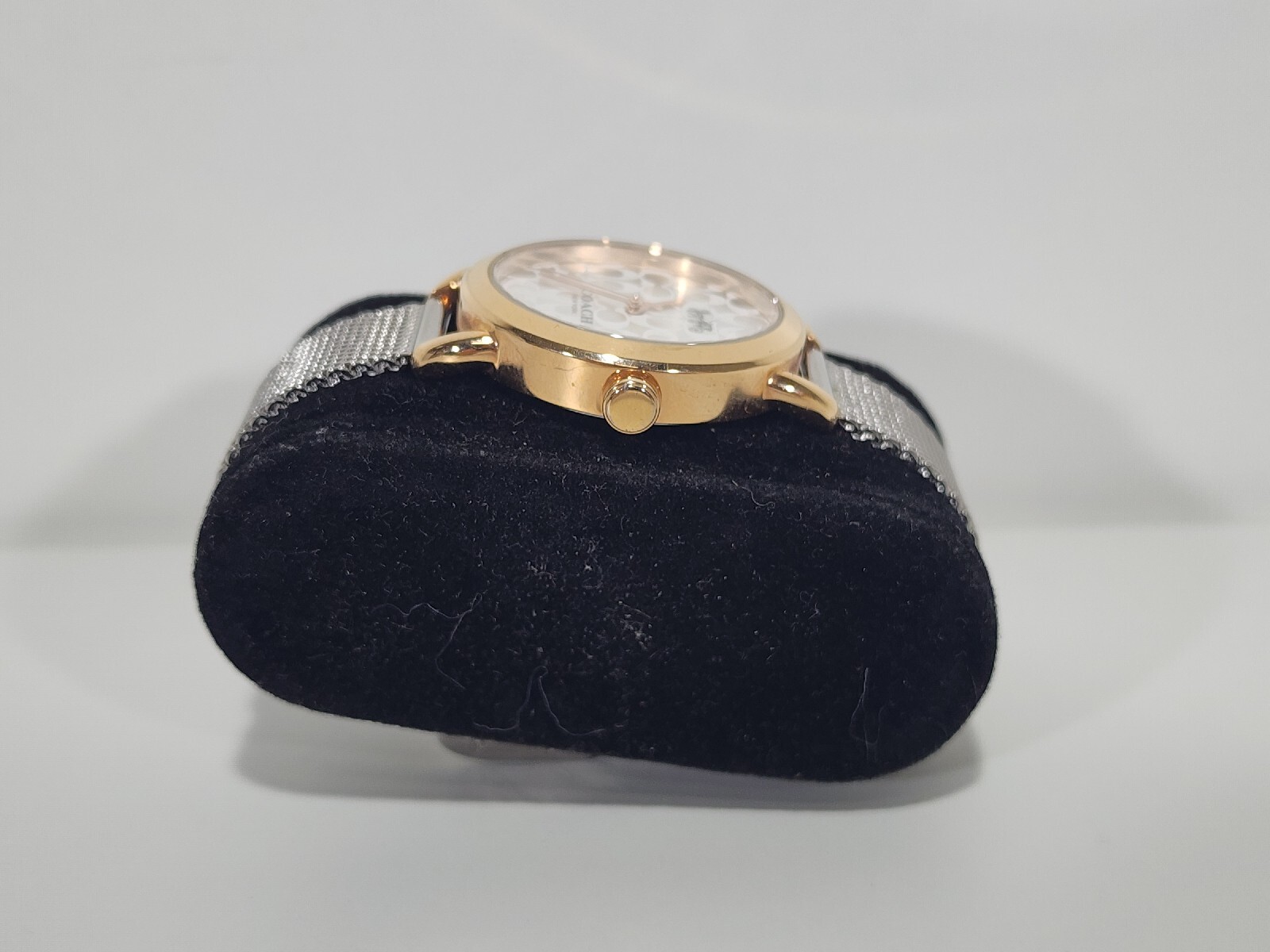Coach ~ Women’s Silver & Rose Gold Tone Logo Dial Mesh Band Wrist Watch ~ NWOB