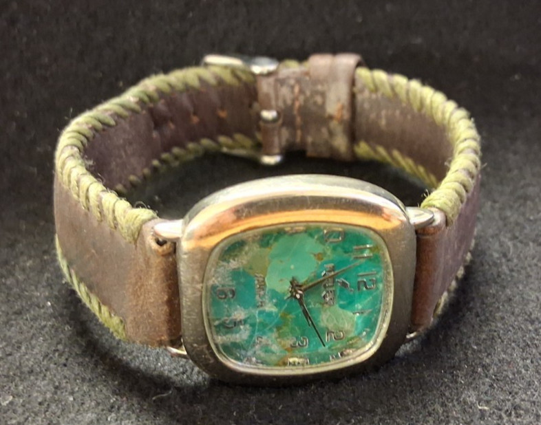 PEYOTE BIRD SANTA FE WRISTWATCH SOUTHWESTERN LOOK TURQUOISE DIAL WATCH BROKEN