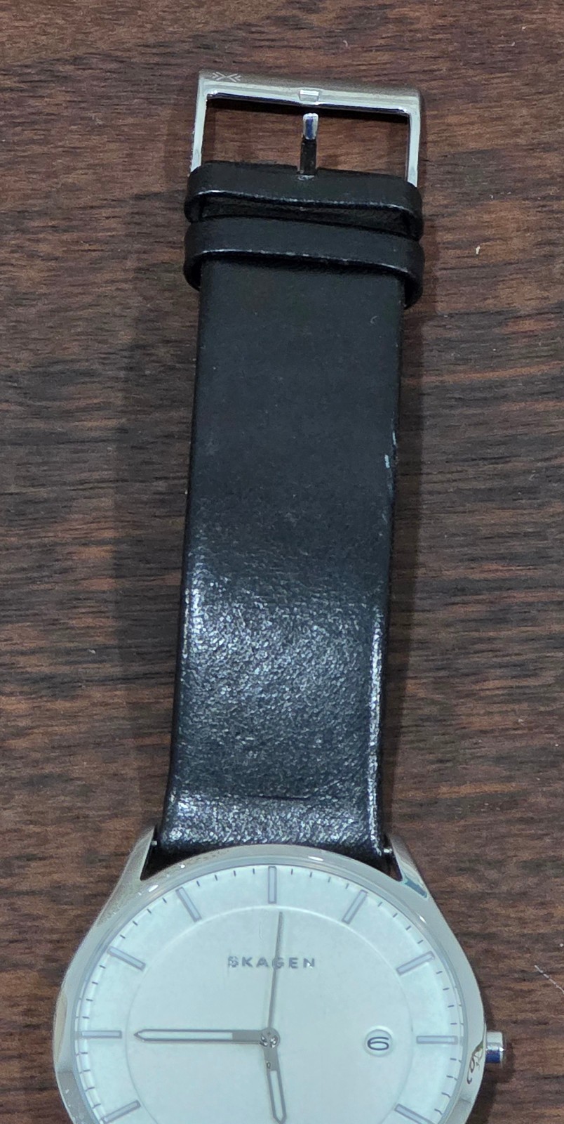 Skagen Holst SKW6283 Mens White Dial Black Leather Watch Tested w/ New Battery