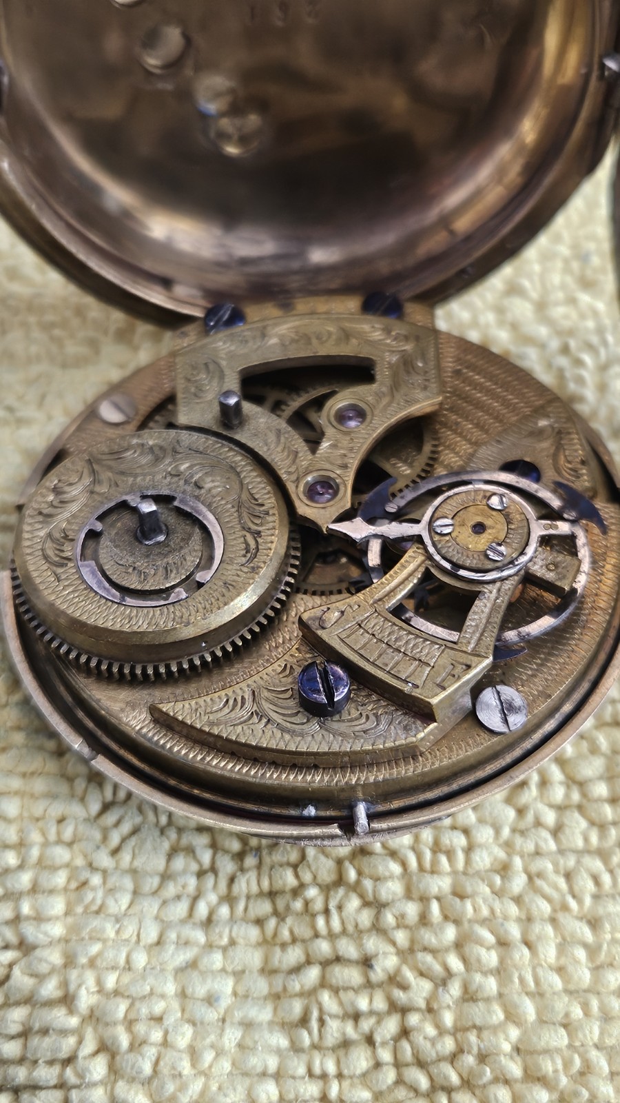 Antique duplex pocket watch movement, For Chineese Emperors, Rare Rolled Gold