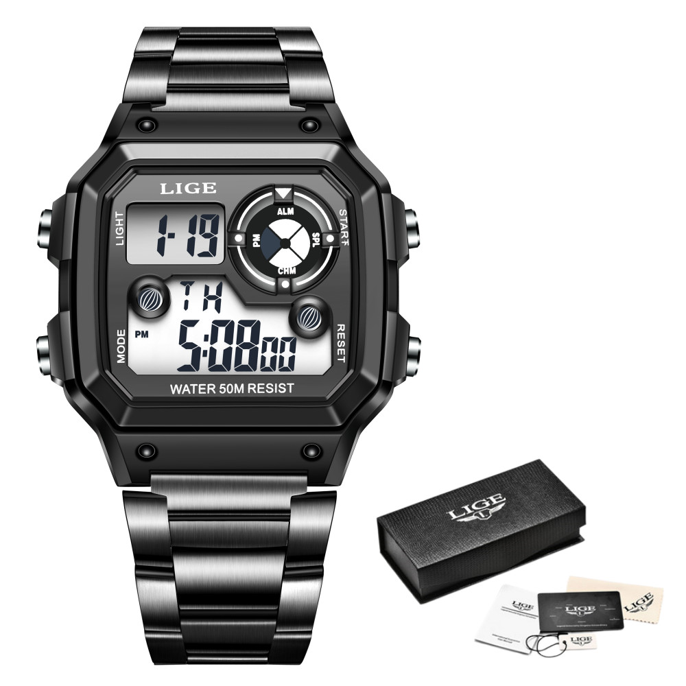 Luxury Men Watch Quartz LED Digital Luminous Date Waterproof Man Wristwatch Gift