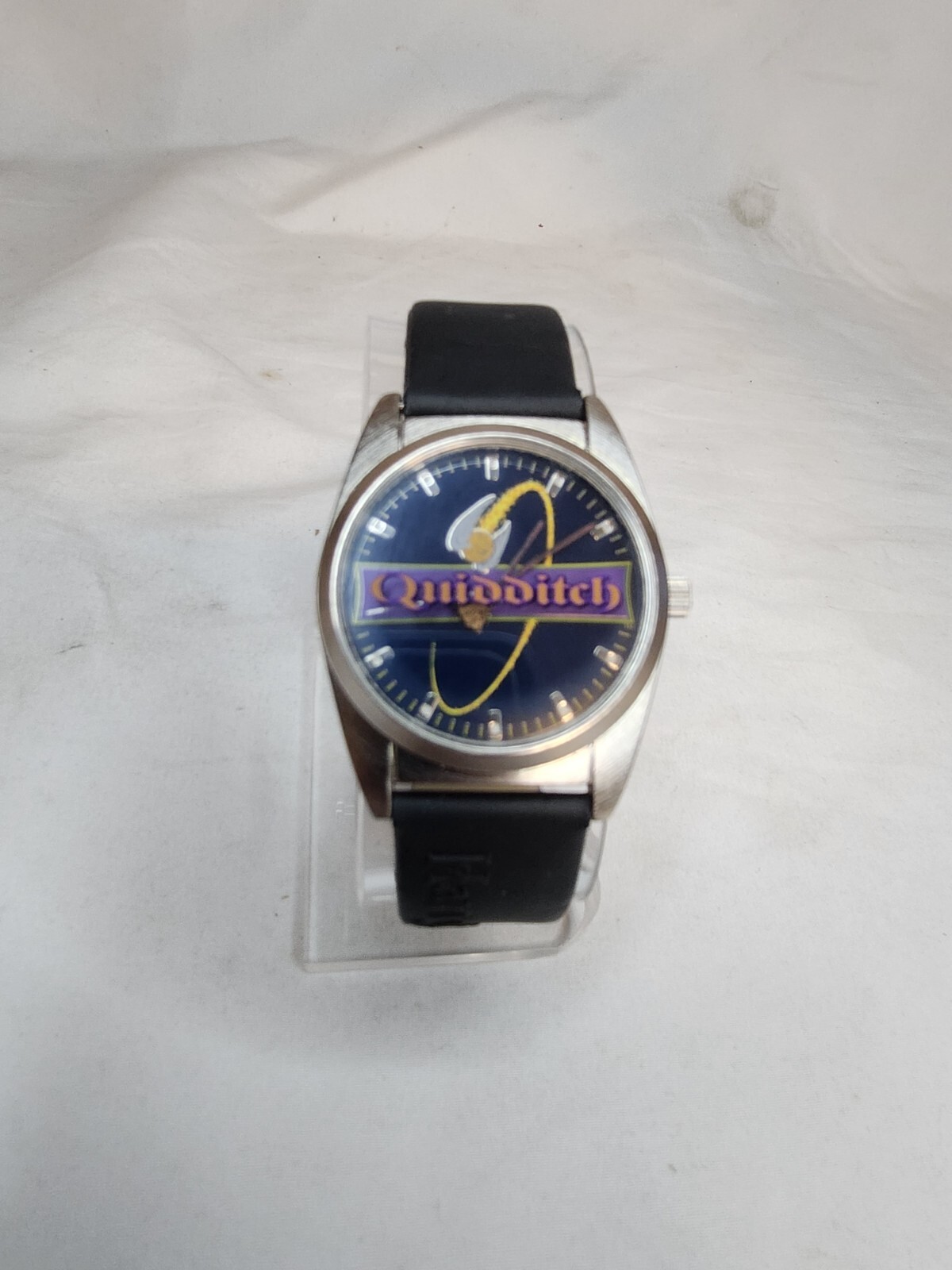 HARRY POTTER Watch Quidditch 32mm Silver Tone SSI Black Leather Band New Battery