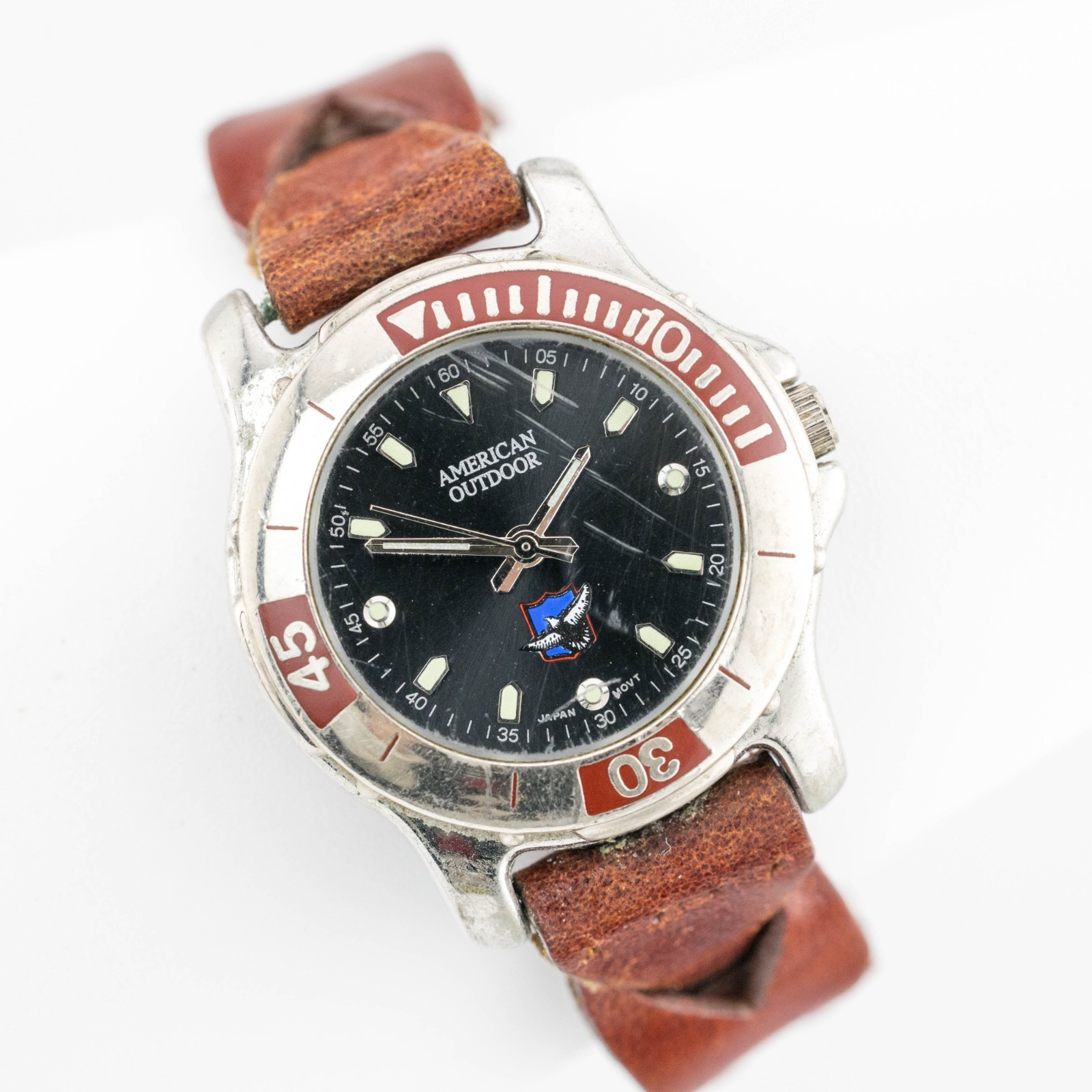 AMERICAN OUTDOOR P-IBDBD Genuine Leather Quartz Analog Women’s Watch New Battery